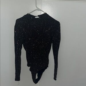 Black Sparkle Long Sleeve Bodysuit